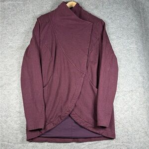 Lululemon Plum Asymmetrical Wrap Cardigan Open Front Athleisure Yoga Jacket S 10